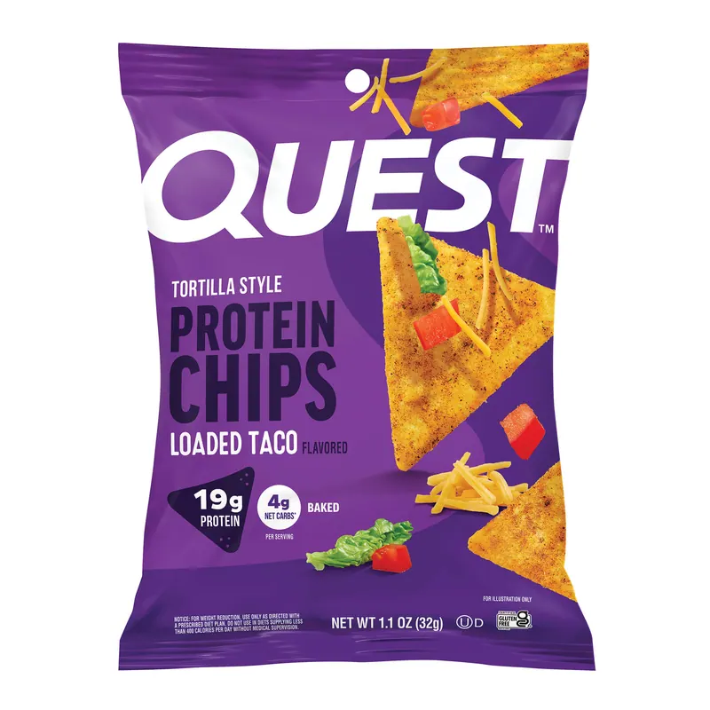 Quest Nutrition Loaded Taco Tortilla Style Protein Chips package