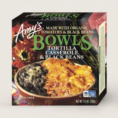 Amy's Kitchen Tortilla Casserole & Black Beans Bowl package