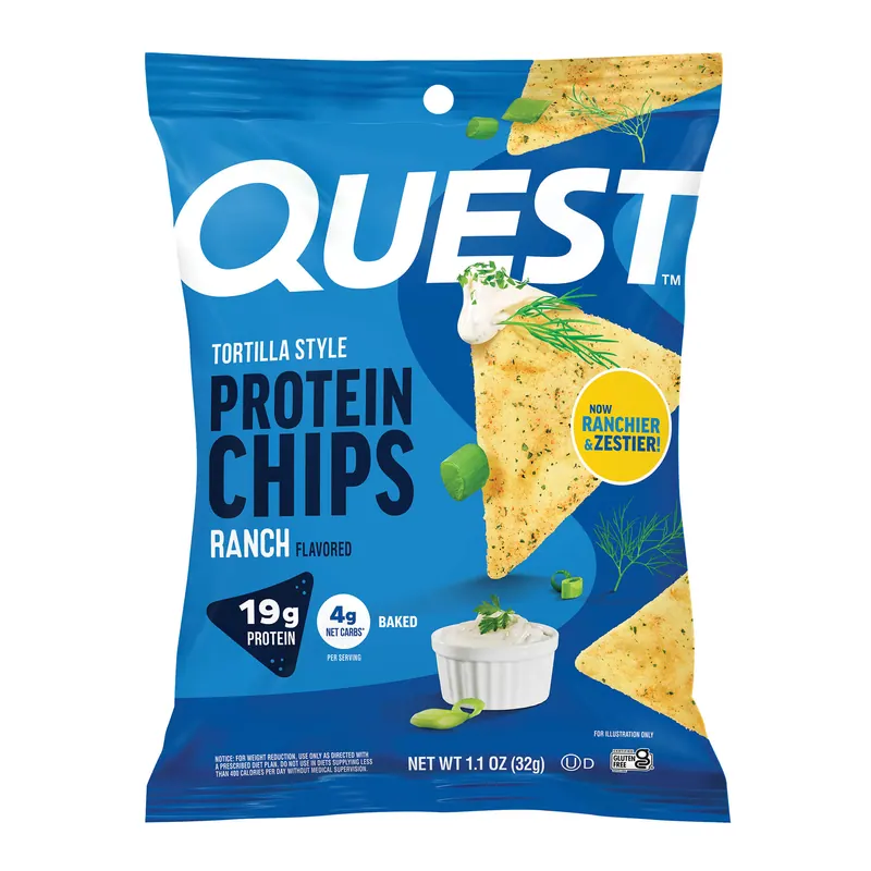Quest Nutrition Ranch Tortilla Style Protein Chips package